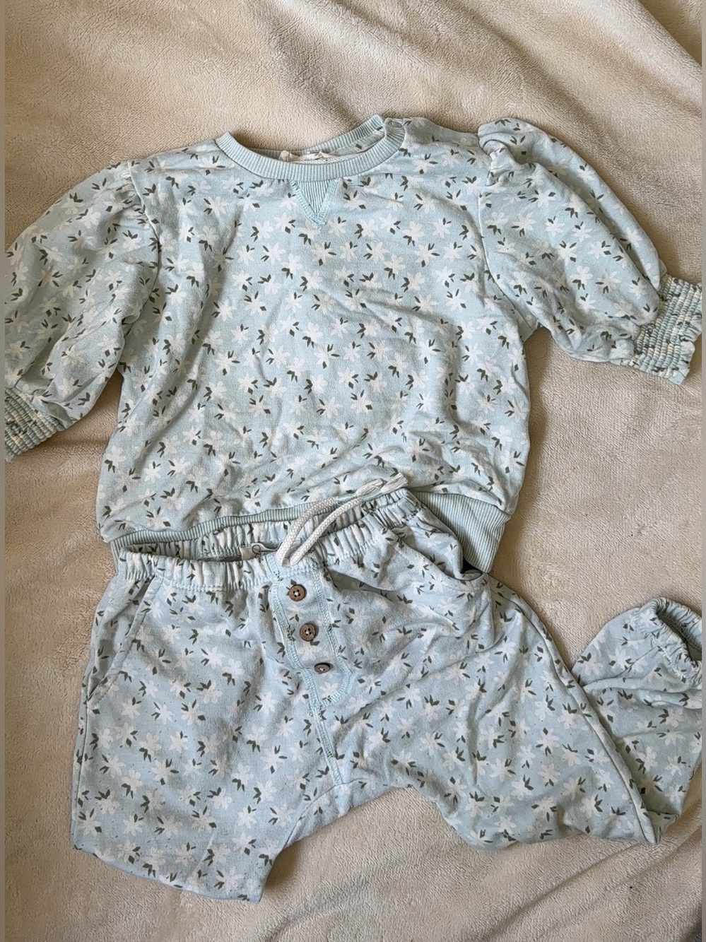 Jessica Simpson Blue Floral Sweater Set Sweatshirt Sweatpants